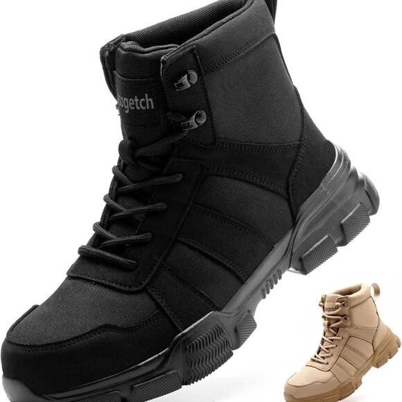 Mens Steel Toe Work Boots Waterproof Breathable Construction Slip-Resist